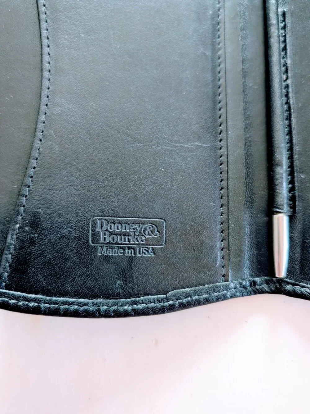VTG Dooney & Bourke Men’s Black Leather Secretary Wallet Pen + Card Holder USA